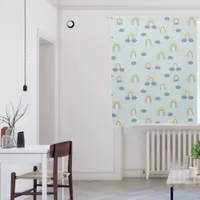 Cute Rainbows & Clouds Pale Blue Baby Boy Nursery Blackout Curtains