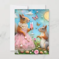 Adorable Squirrels on a Picnic Postcard