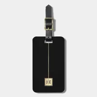 Elegant Black and Gold Shiny Professional Monogram Luggage Tag