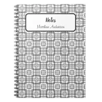 Black and White Geometric Squares Pattern Spiral Notebook