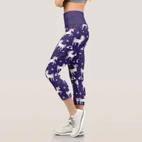 Cute Purple Rainbow Hearts And Stars Unicorn Capri Leggings