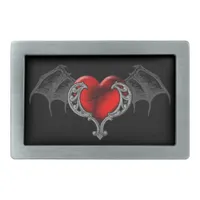 Goth Heart with Bat Wings Belt Buckle