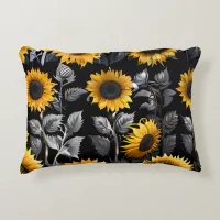 Cute Gold & Silver Sunflower Accent Pillow