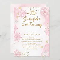 Pink Snowflake is on the way Winter Baby Shower Invitation