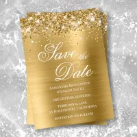 Glittery Gold Foil Photo Save the Date Invitation