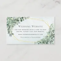 Elegant Eucalyptus Greenery Gold Wedding Website Enclosure Card