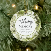 Green Hydrangea Watercolor Memorial Keepsake  Ceramic Ornament