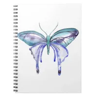 watercolor aqua blue purple butterfly notebook