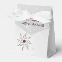 silver red snowflakes bridal shower favor box