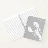 Light Grey and White Lobster Print Notebook