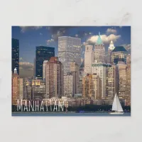 New York City Manhattan Skylne at Night Postcard