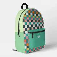 Bright Colorful Checkers Personalized Name Initial Printed Backpack