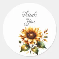 Modern Sunflower Rustic Country Wedding Classic Round Sticker