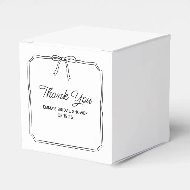 Elegant Coquette Chic Bow Bridal Shower Thank You  Favor Boxes