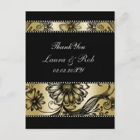 Black and Gold floral wedding invitations