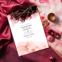 Burgundy and Blush Watercolor Geometric Wedding Invitation