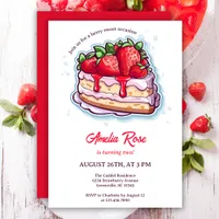 Sweet Berry Strawberry Shortcake Kids Birthday Invitation