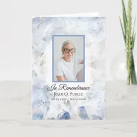 Blue Tint Carnation Floral Funeral Service Folded Program