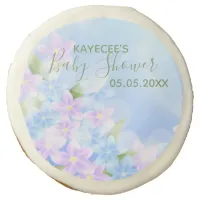 Personalized Pink & Blue Fowers Floral Baby Shower Sugar Cookie
