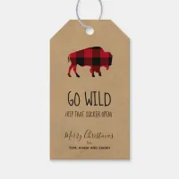 Go Wild Buffalo Black and Red Plaid/Kraft ID602 Gift Tags