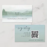 Abstract Lake & Trees Sage Green Wedding Registry Enclosure Card