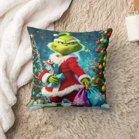 The Grinch delights in festive holiday mischief Throw Pillow