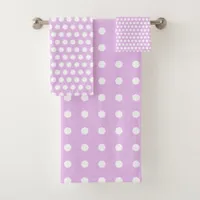 Pink and white Polka Dots Bath Towel Set