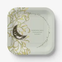 Crescent Moon Mistletoe Festive Christmas Dinner Paper Plates