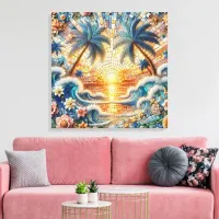 Magical Mosaic Tropical Ocean Sunset Canvas Print