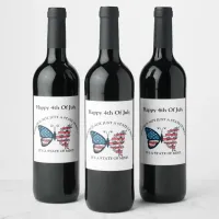 4th of July Butterfly  Wine Label