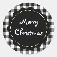 Merry Christmas Buffalo Plaid Country Style Classic Round Sticker