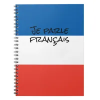 I Speak French with France Flag Colors Language Notebook