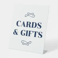 Navy Flourish Cards & Gifts Pedestal Sign