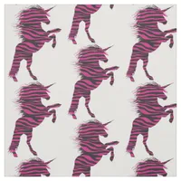 Pink and Black Zebra Print Unicorn Fabric