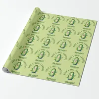 Cute Green Cartoon Pickle Birthday Wrapping Paper