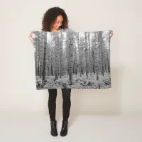 Pine Trees Black and White Forest Photo Fleece Blanket