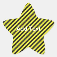 Thin Black and Yellow Diagonal Stripes Your Text Star Sticker