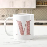 Rose Gold Faux Glitter Monogram M Coffee Mug