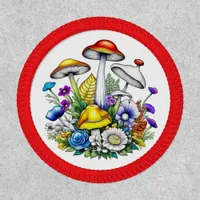 Whimsical Magical Mushrooms and Flowers Patch