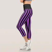 Halloween Poison Purple and Black Capri Leggings