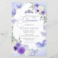 Budget Floral Purple Lilac Butterflies Quinceanera