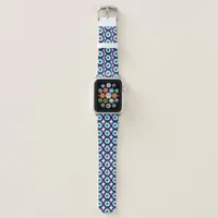 Greek Evil Eye Symbol Patterned Blue and White Apple Watch Band