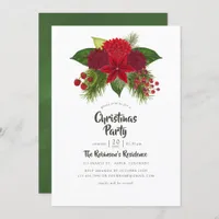 Watercolor Floral Christmas Party Invitation