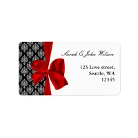 damask red wedding ,return address label