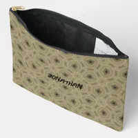 Monogram Name Black and Beige pattern | Accessory Pouch