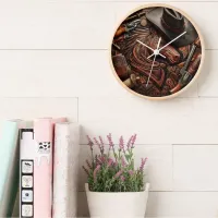 Wild West Still Life: Cowboy Hat, Gun, and More Clock