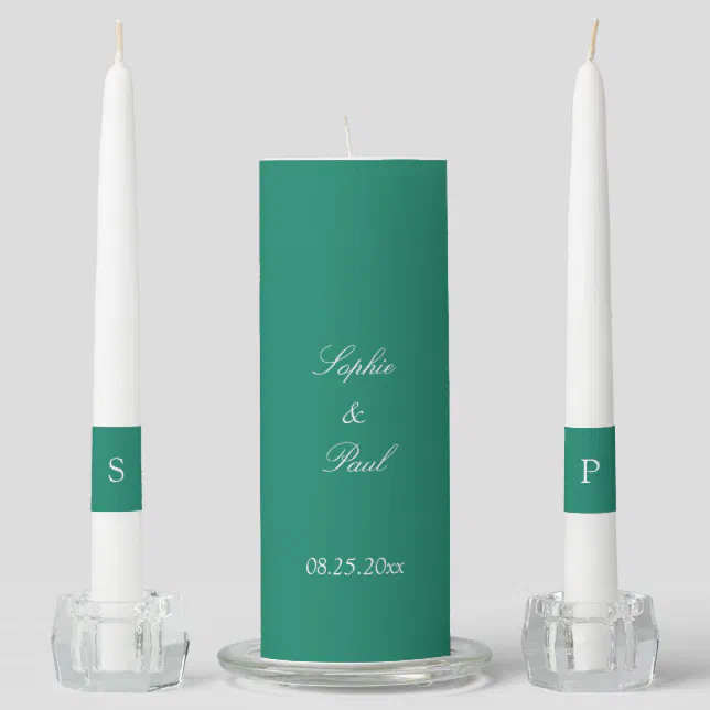 Elegant Emerald Green Wedding Unity Candle Set