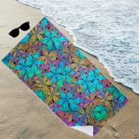 Luminous, colorful stars - cool  beach towel