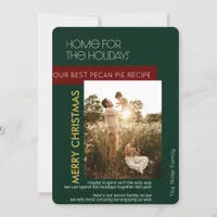 Home For Holidays Green Custom Recipe Photo & Name Holiday Card