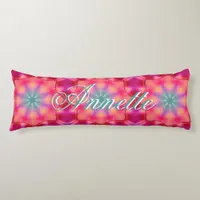 Monogram Name Colorful Blue Star Pattern | Body Pillow